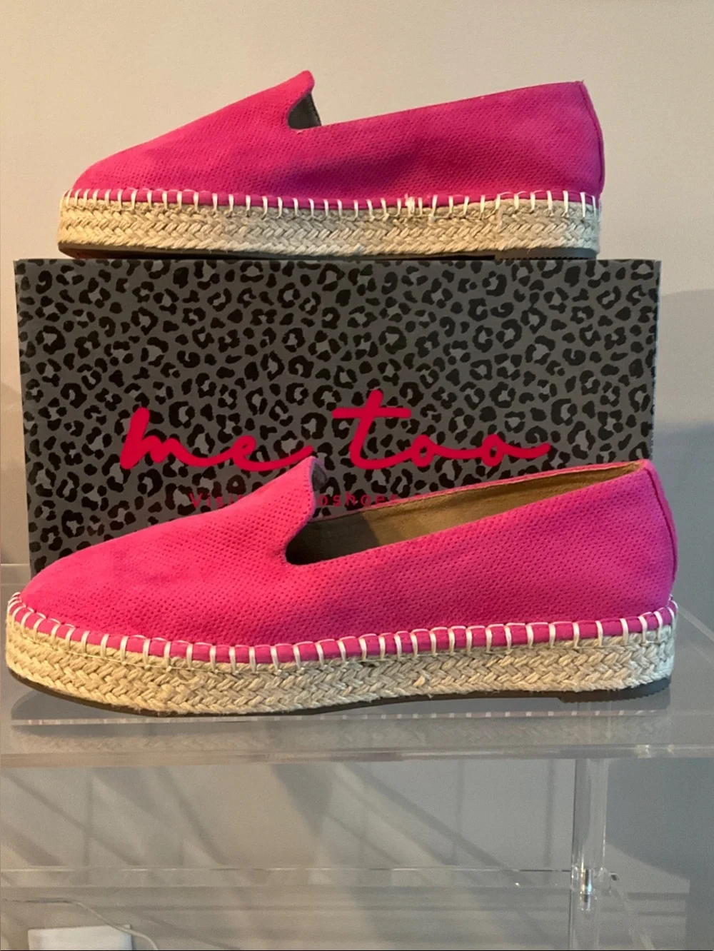 me too Fuchsia Canvas Slip-On Espadrille Platform